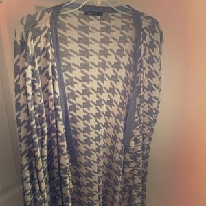 Houndstooth pattern long cardigan